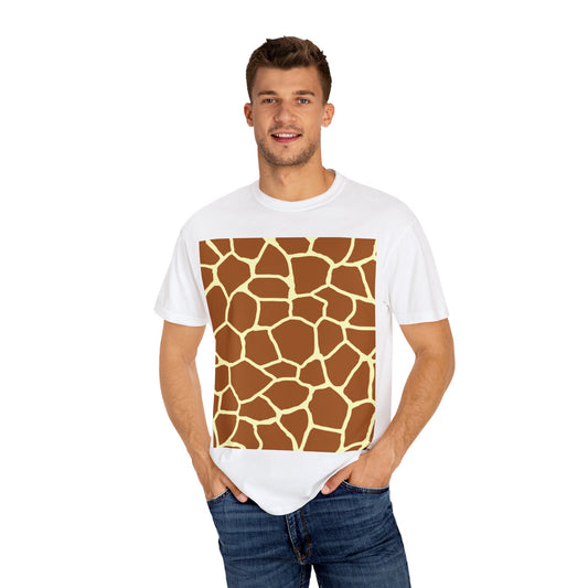 Unisex Giraffe Print Garment-Dyed T-Shirt - Animal Lover Tee