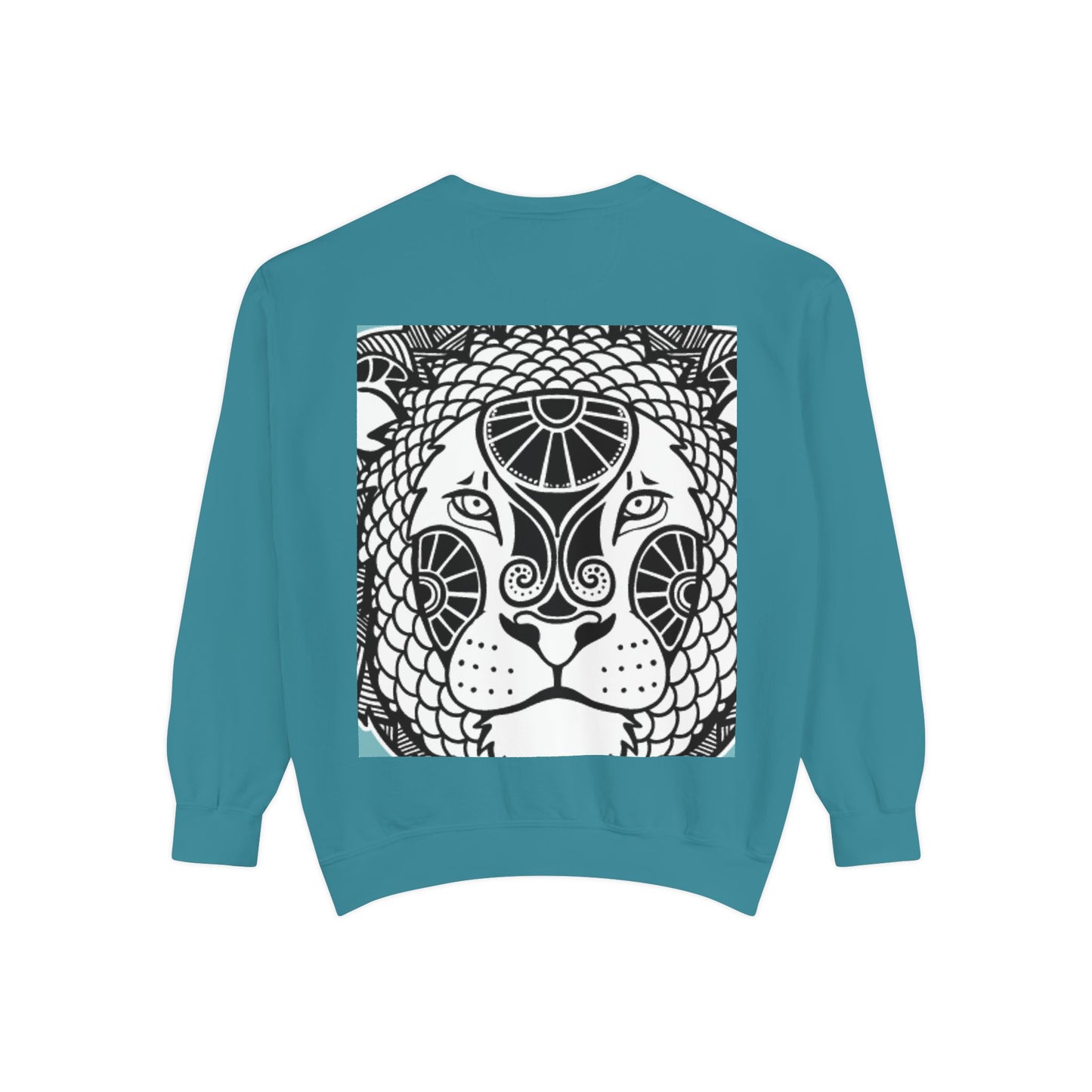 Bohemian Lion Unisex Garment-Dyed Sweatshirt - Cozy & Stylish Animal Graphic Tee for Nature Lovers