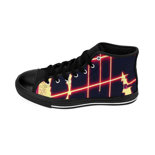 Stylish Women’s High-Top Sneakers with Neon Grid Design