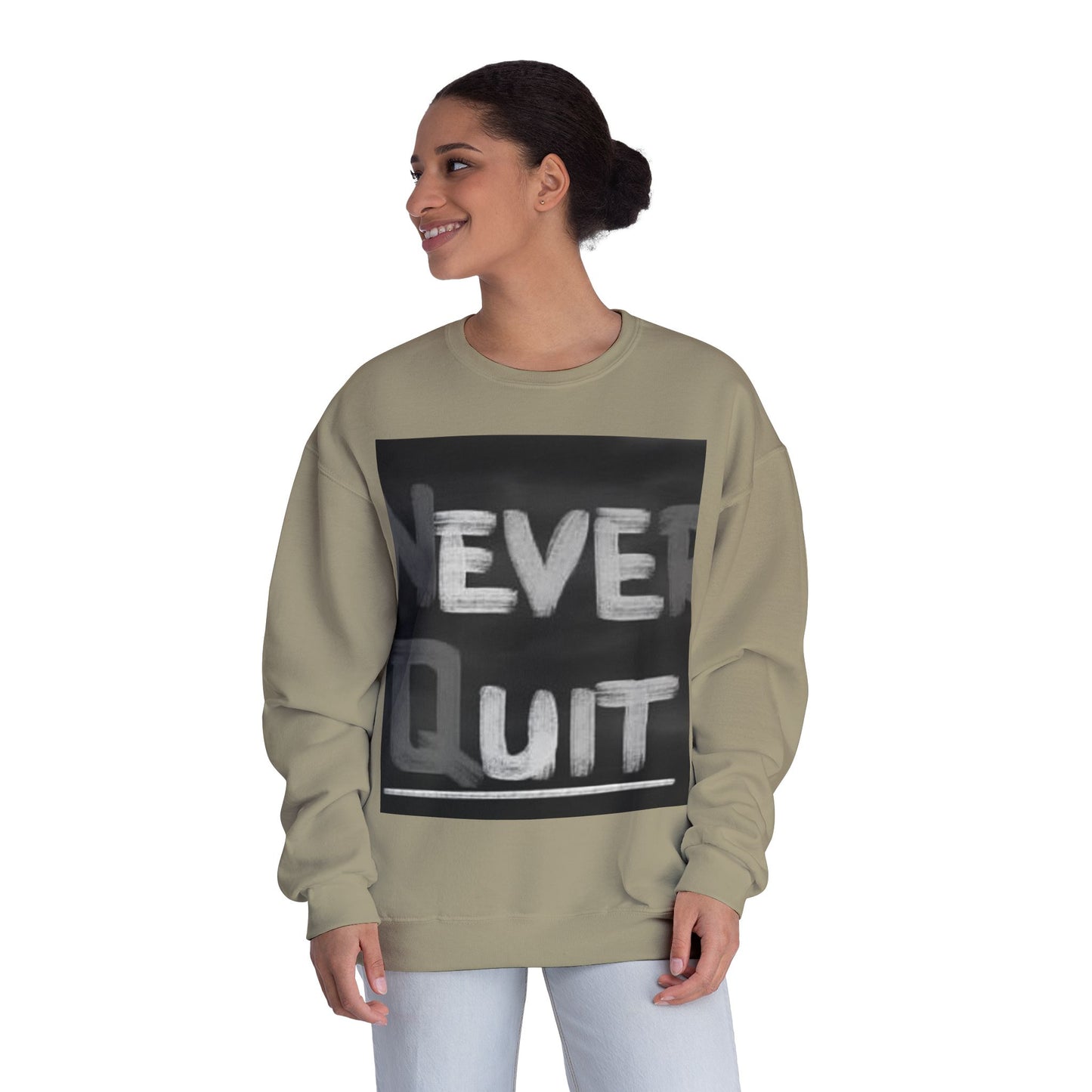Motivational Crewneck Sweatshirt - "Never Quit"
