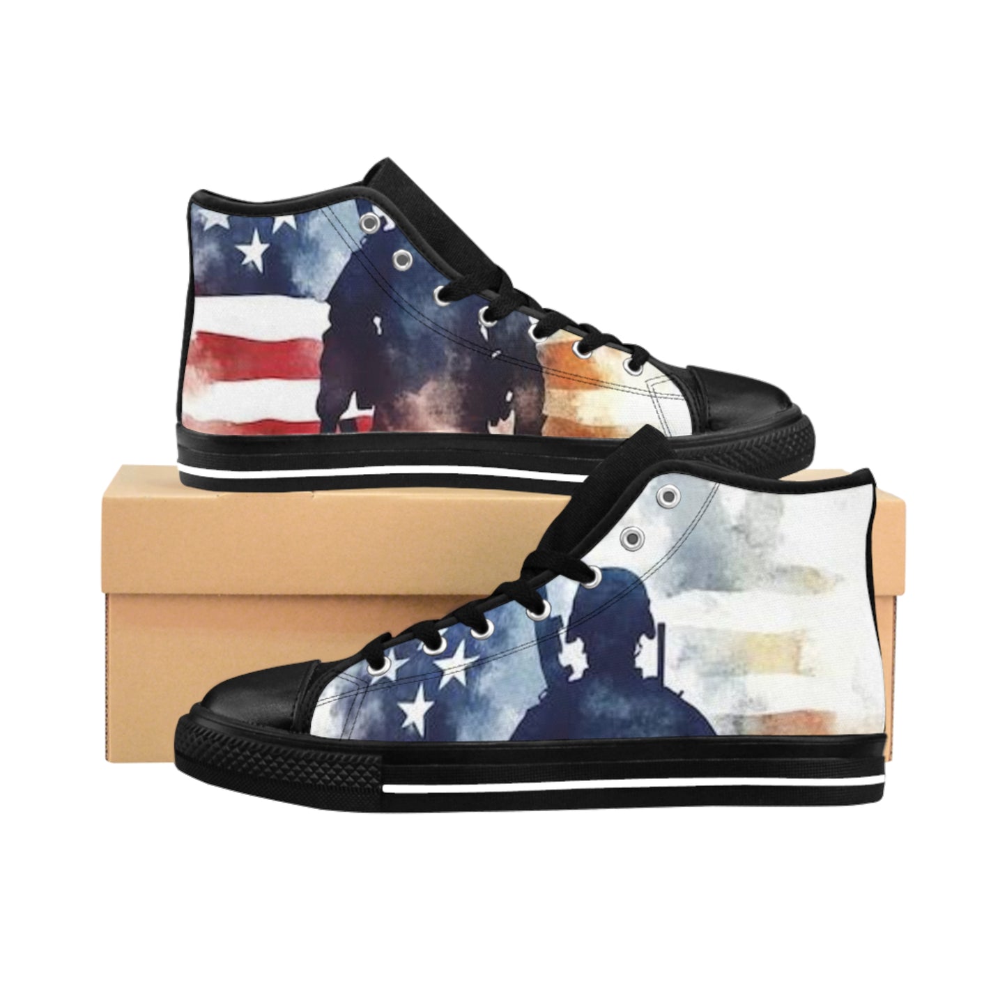 Patriotic High-Top Sneakers - USA Flag Design