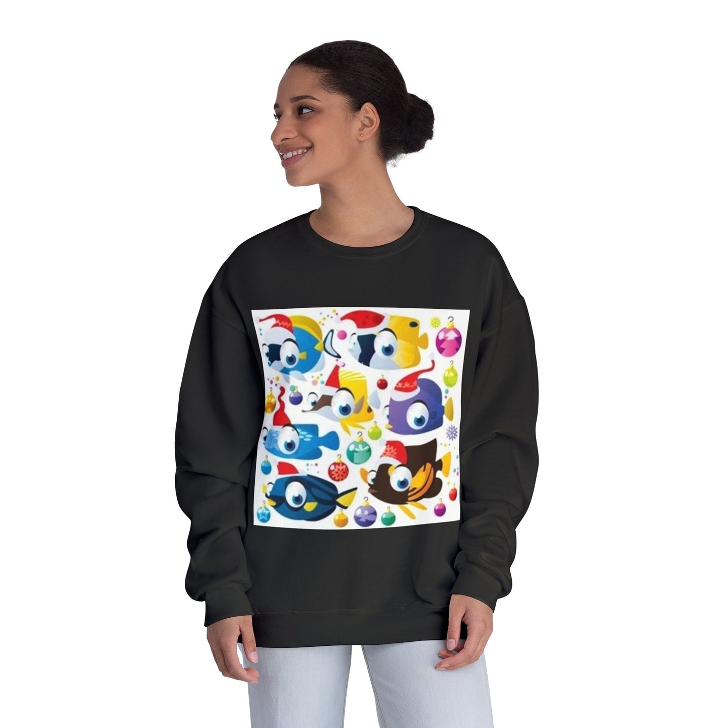 Whimsical Colorful Crewneck Sweatshirt – Fun Cartoon Design
