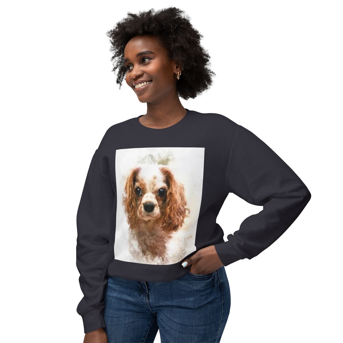 Cute Cavalier King Charles Spaniel Sweatshirt - Unisex Lightweight Crewneck