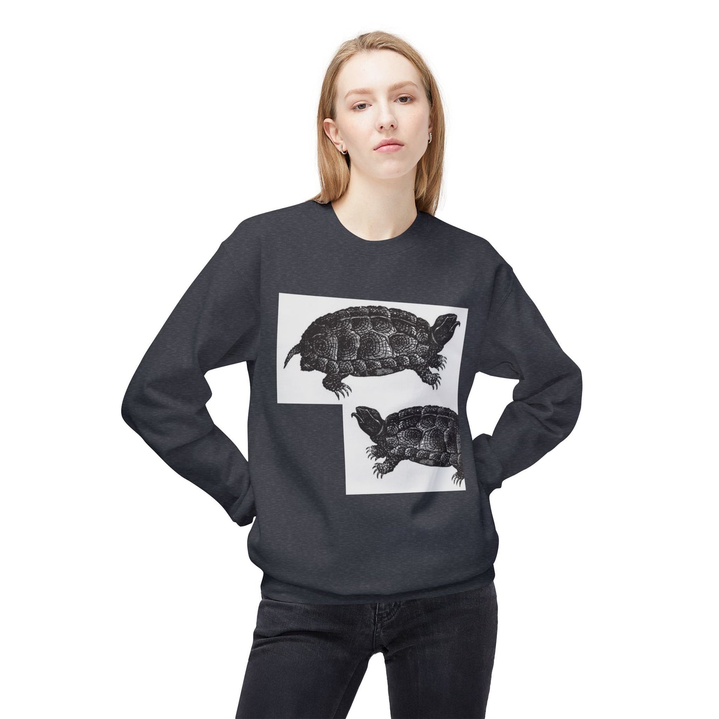 Vintage Turtle Graphic Fleece Crewneck Sweatshirt