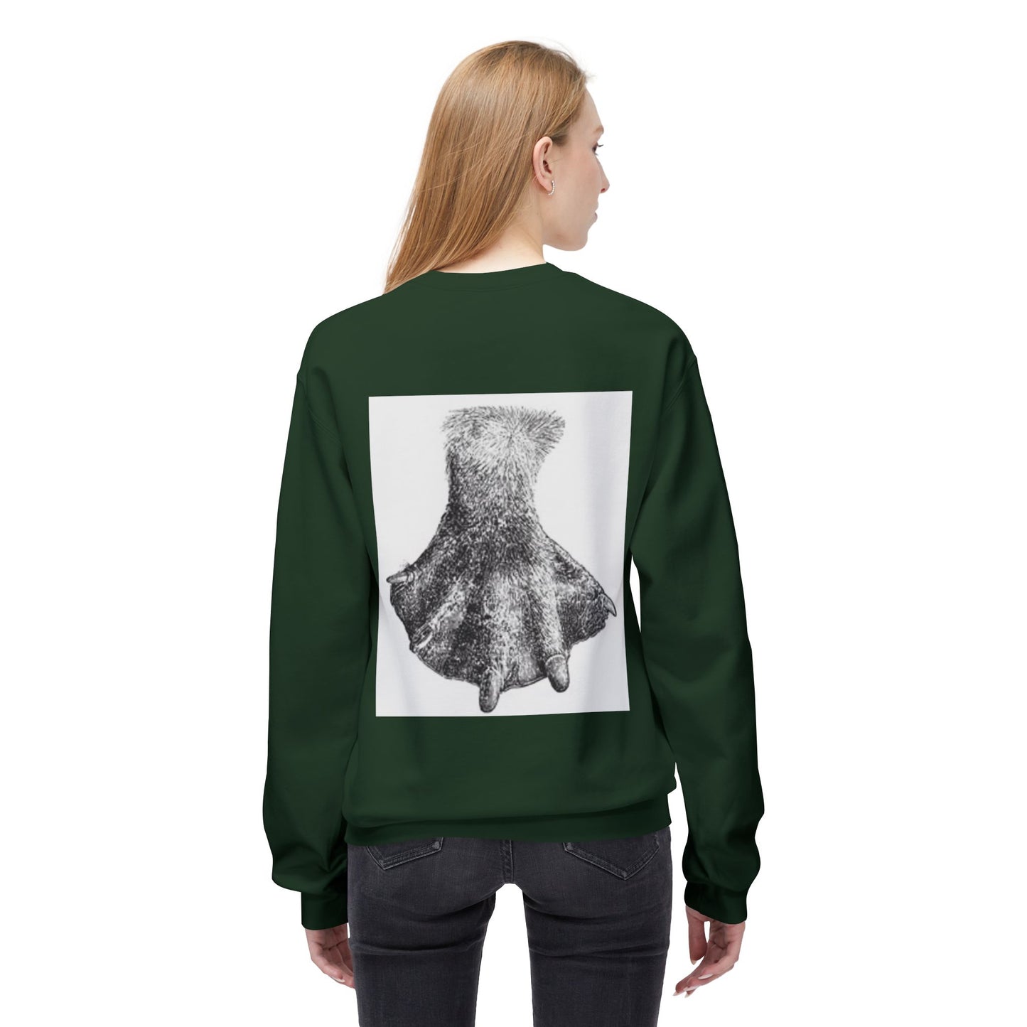 Artistic Fleece Crewneck Sweatshirt with Unique Dress Design