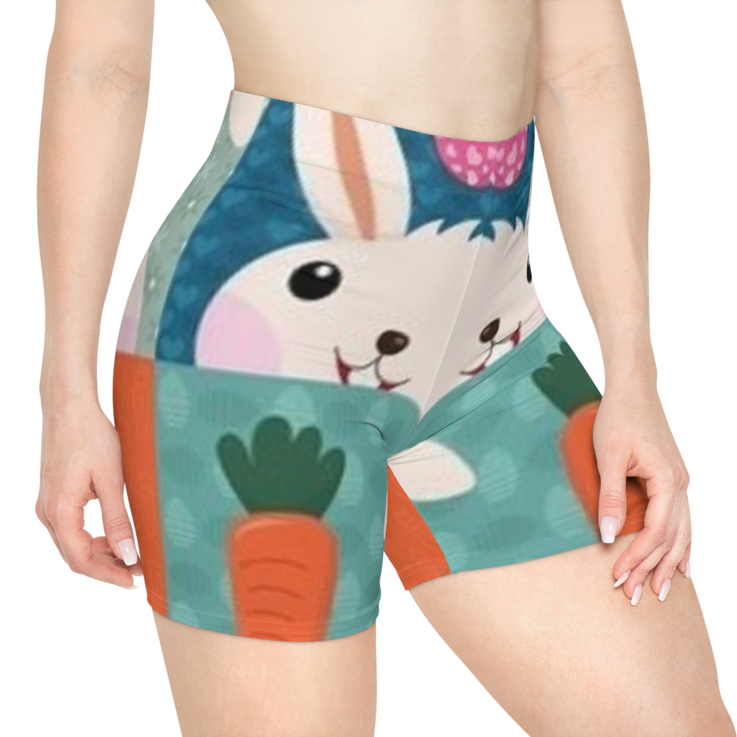 Cute Bunny Women's Biker Shorts - Fun Spring & Easter Activewear