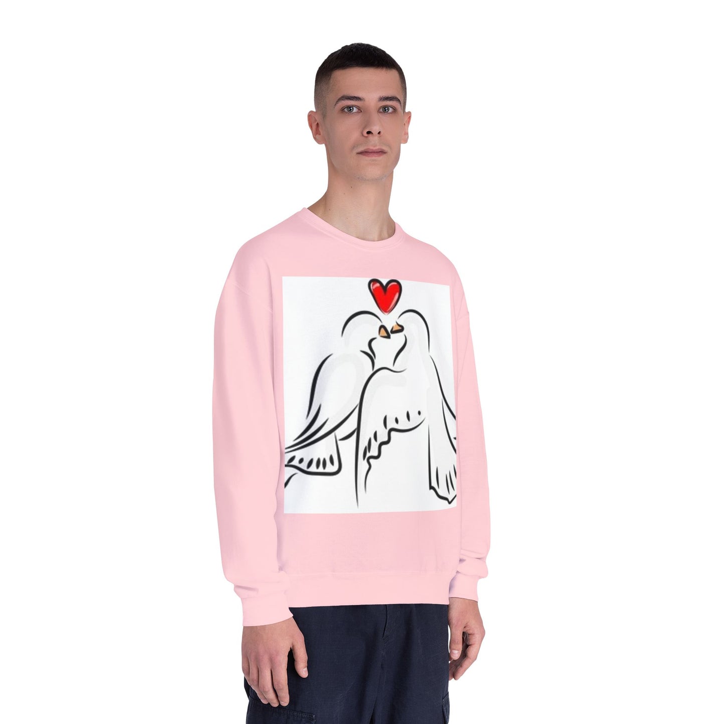 Love Birds Crewneck Sweatshirt - Soft White Unisex Pullover for Couples