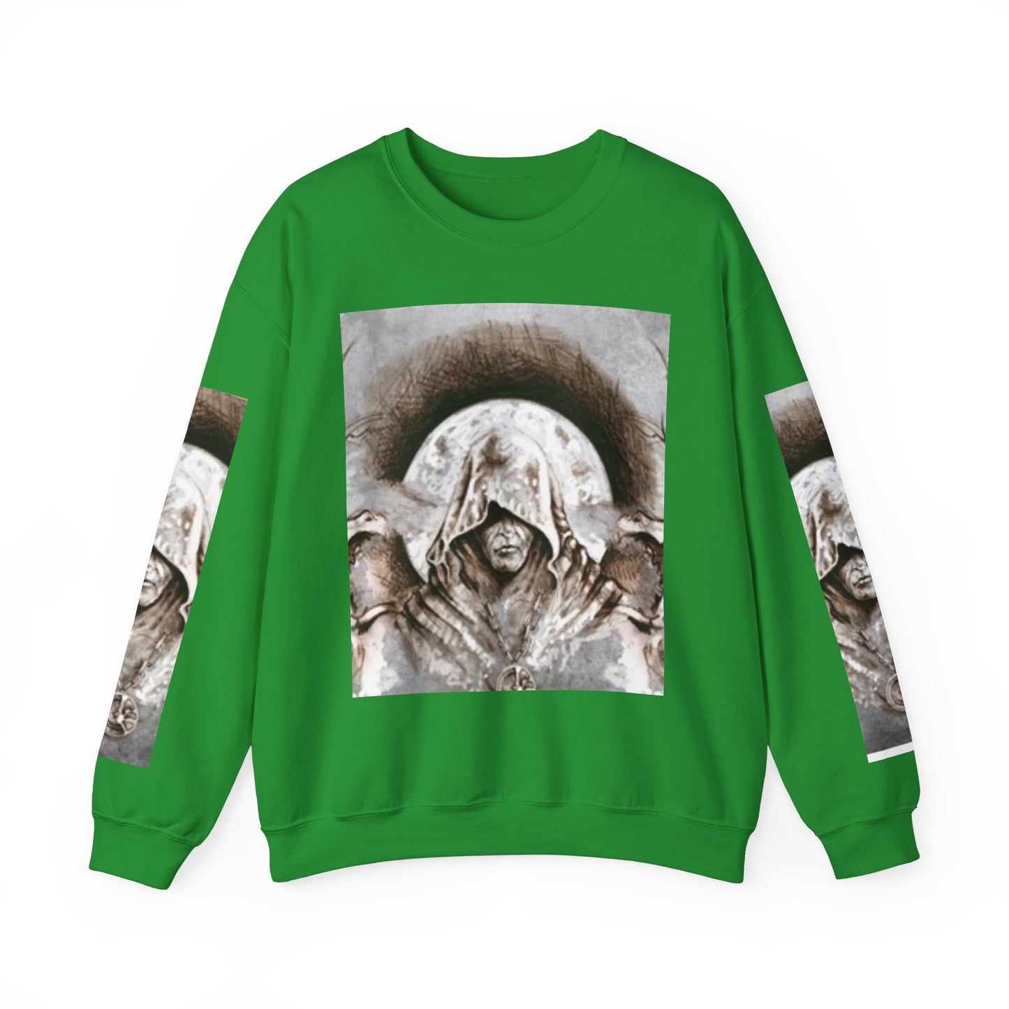 Mystical Hooded Figure Unisex Crewneck Sweatshirt - Fantasy Apparel for Dreamers