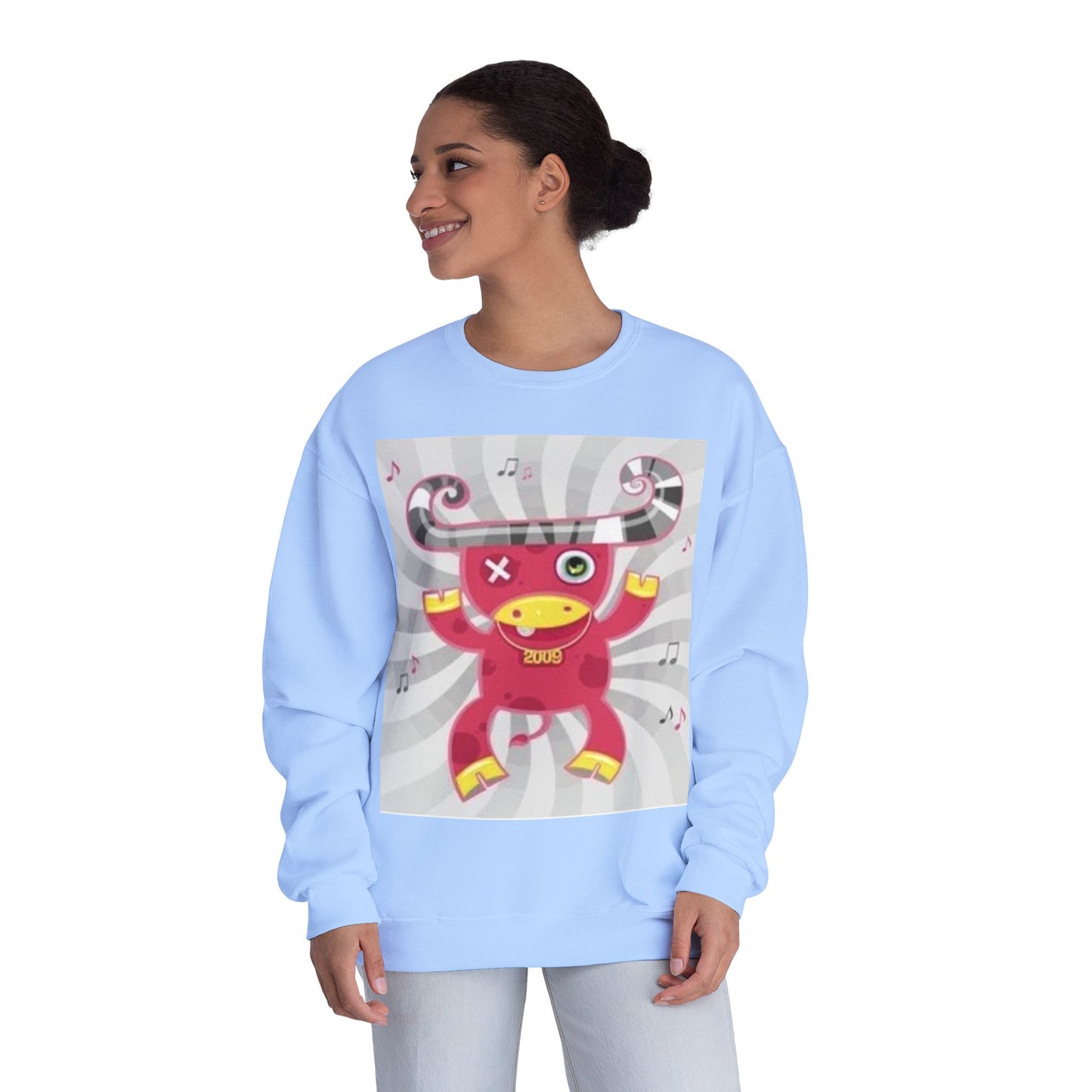 Fun Cartoon Monster Crewneck Sweatshirt - Unisex