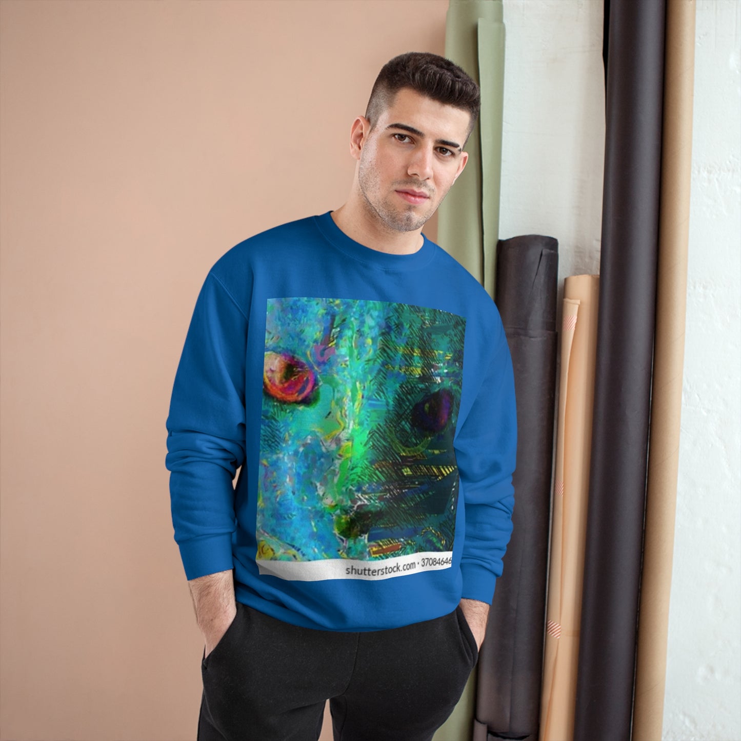 Vibrant Artistic Champion Sweatshirt with Eye Design