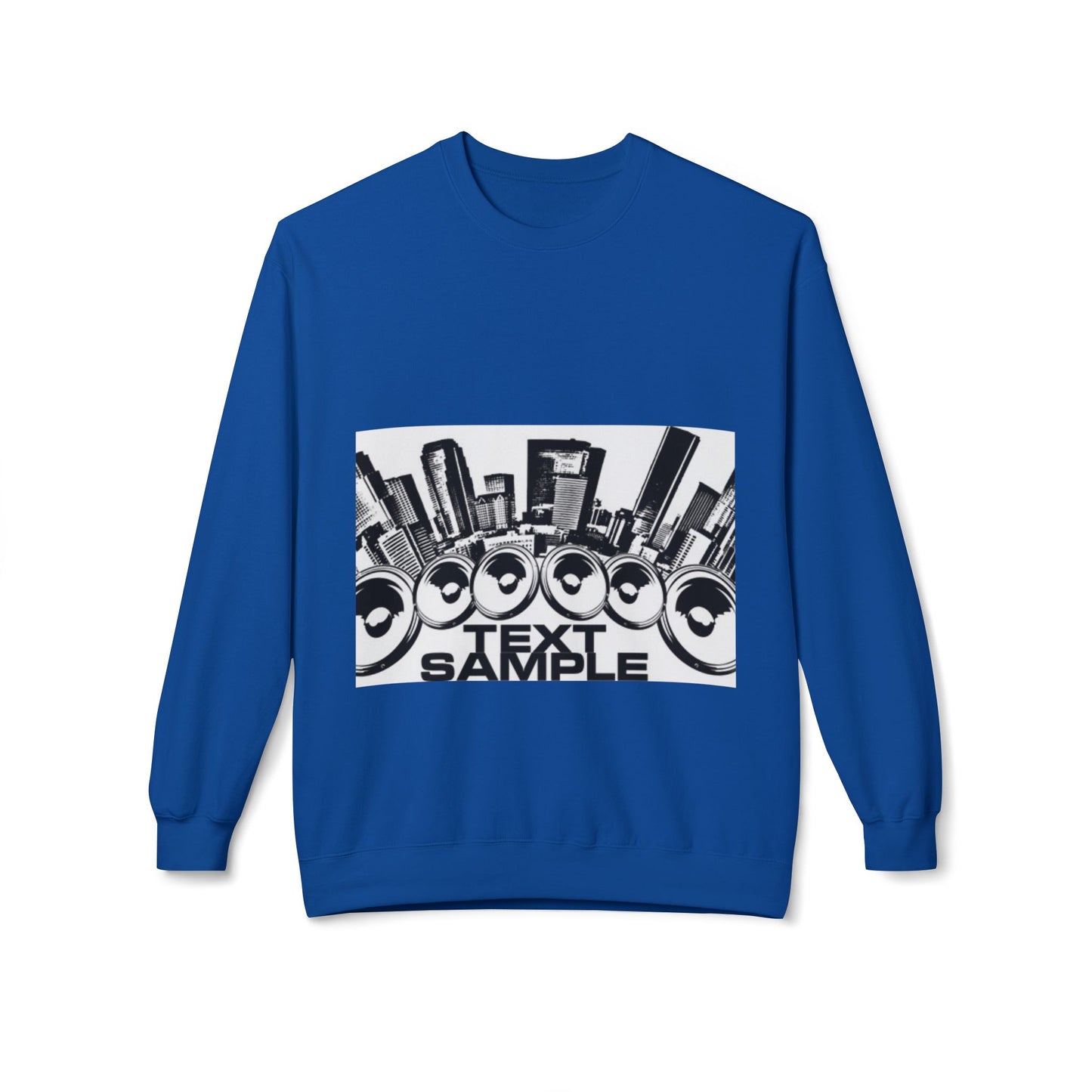 Urban Vibe Sound Wave Crewneck Sweatshirt - Unisex Fleece with Cityscape Design