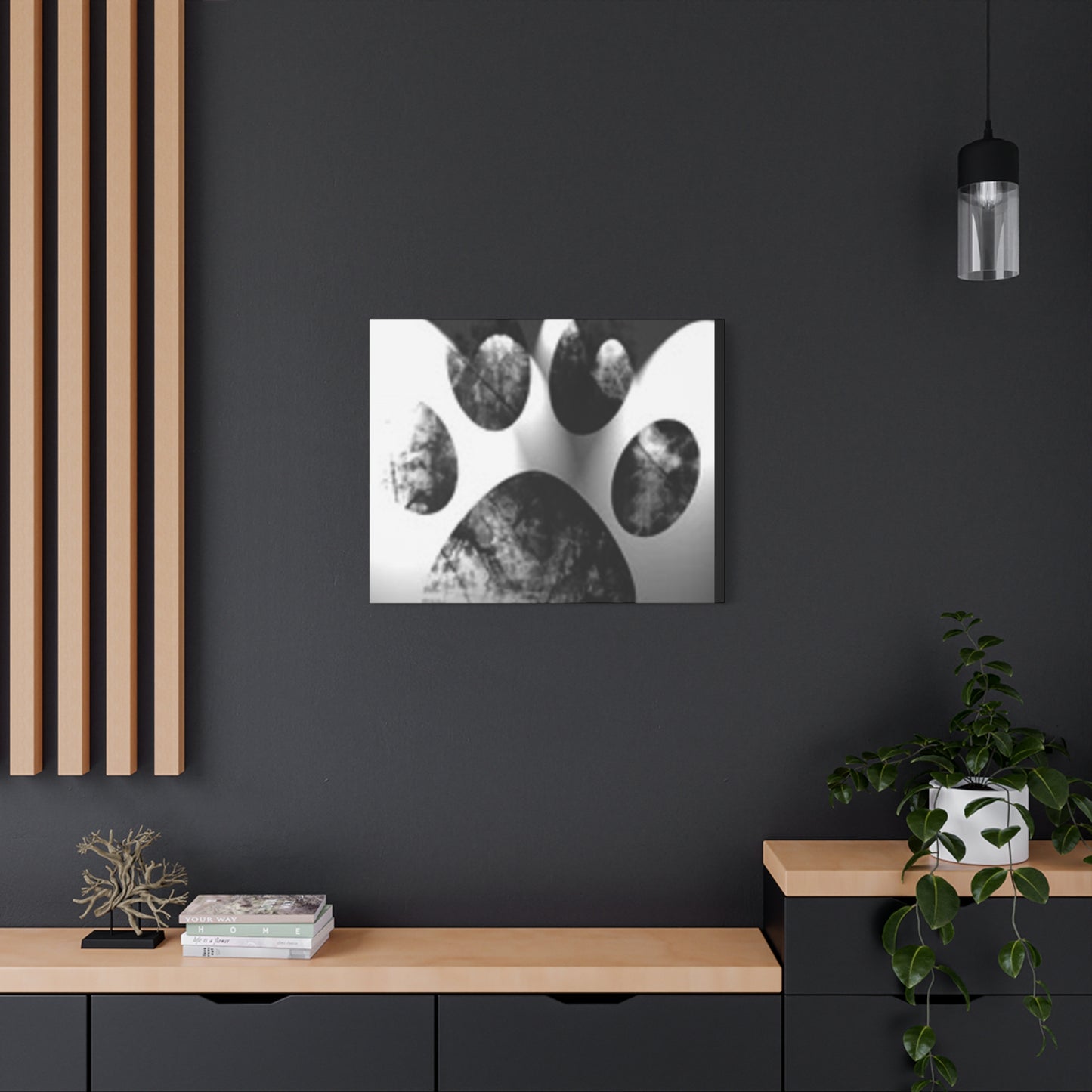 Black Paw Print Canvas Art - Modern Animal Decor for Pet Lovers
