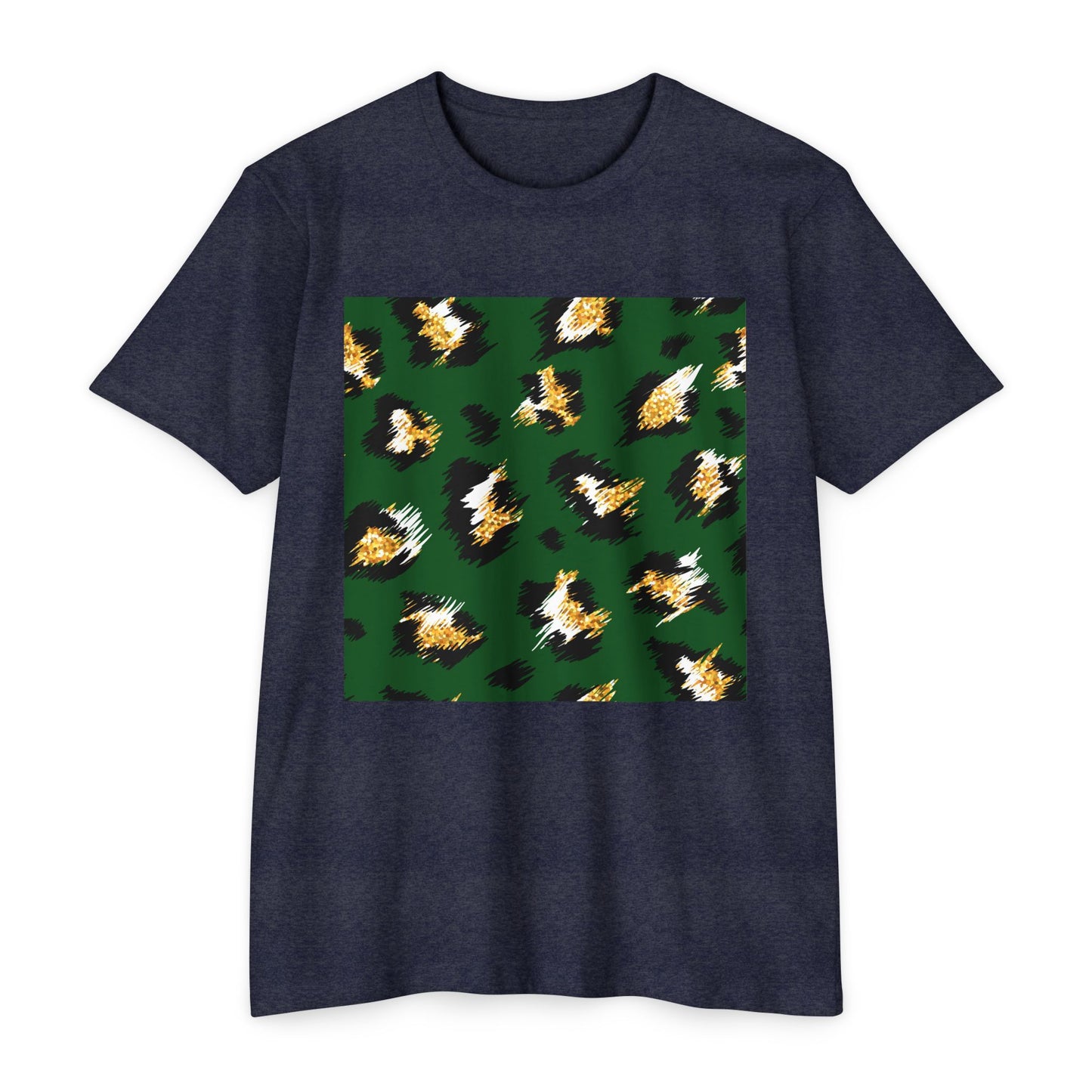 Unisex CVC Jersey T-Shirt - Vibrant Green Animal Print