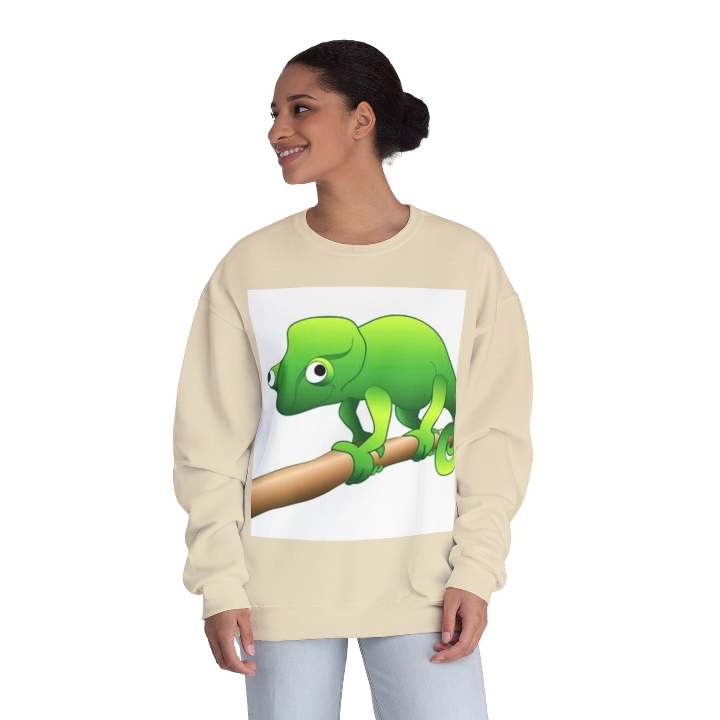 Charming Green Chameleon Sweatshirt - Cozy Unisex Crewneck for Nature Lovers