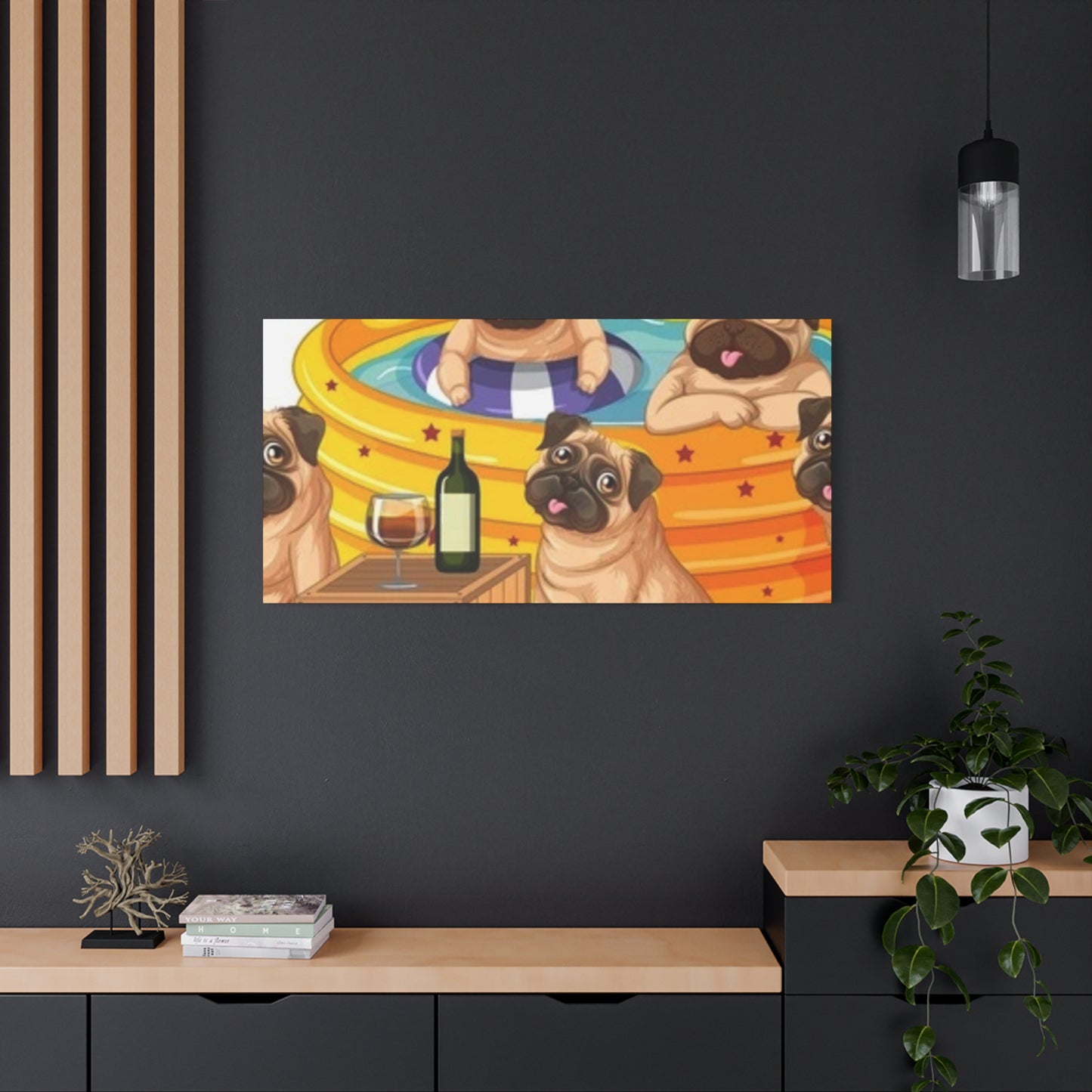 Pug Pool Party Canvas Art - Fun Pet Decor
