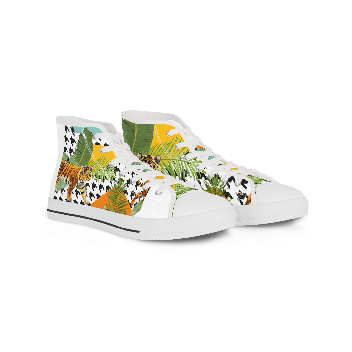 Men's High Top Sneakers - Bold Jungle Vibe Design