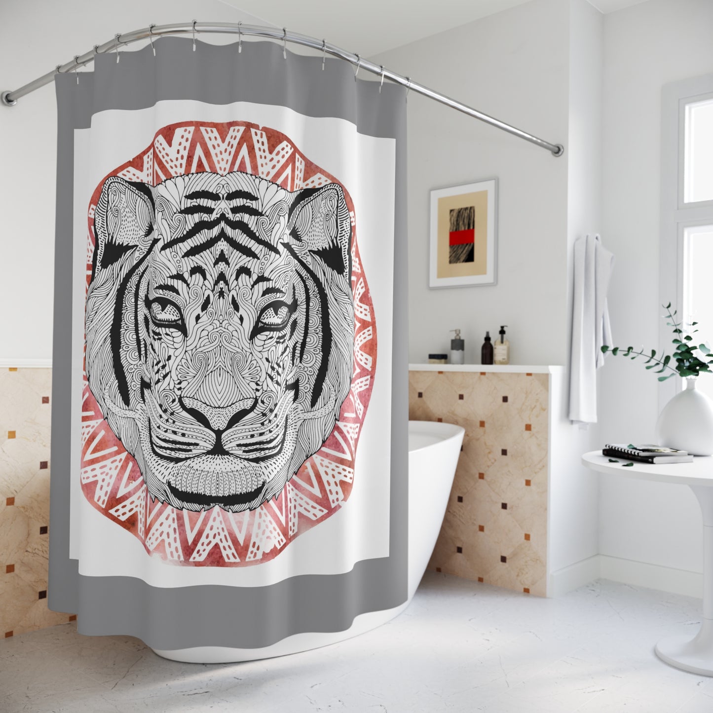 Majestic Tiger Shower Curtain – Bohemian Bathroom Decor