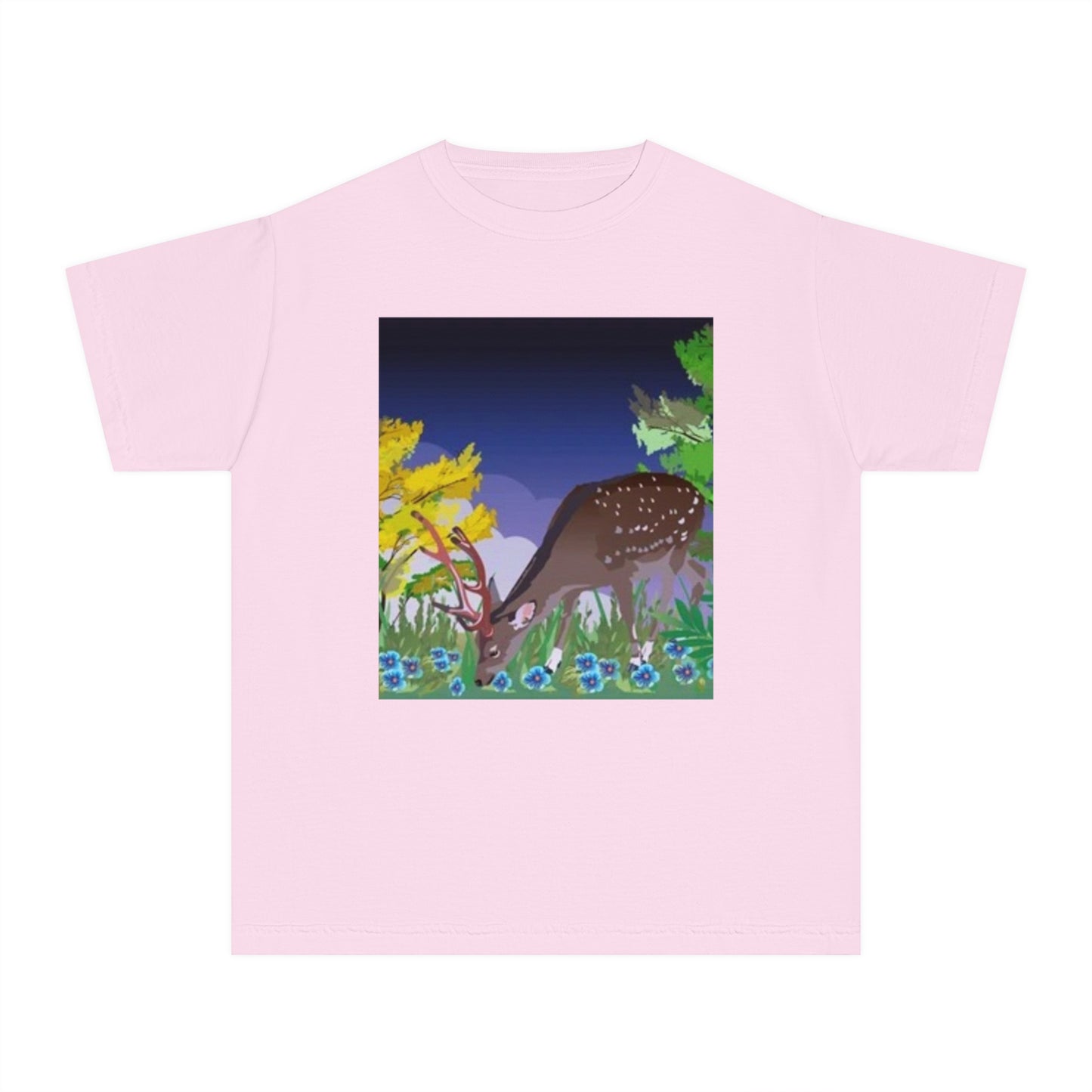 Youth Midweight Tee – Serene Deer in Nature Design