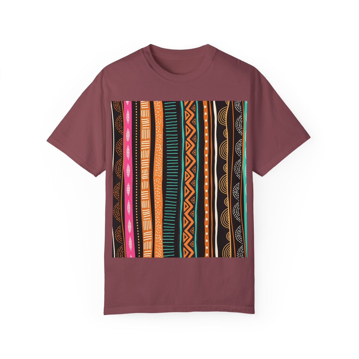 Vibrant Graphic Unisex T-Shirt - Colorful Tribal Stripes Design