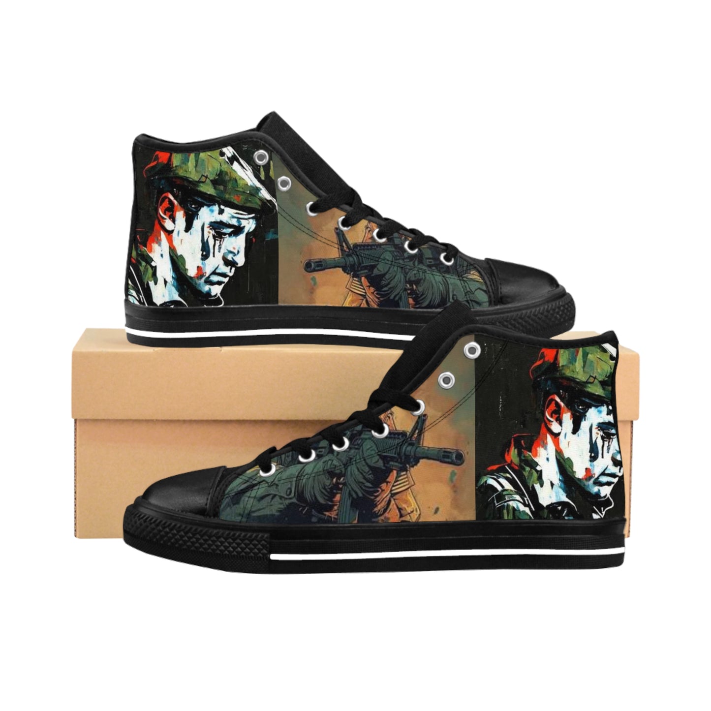 Artistic Graphic Sneakers for Men - Unique High-Top Street Style