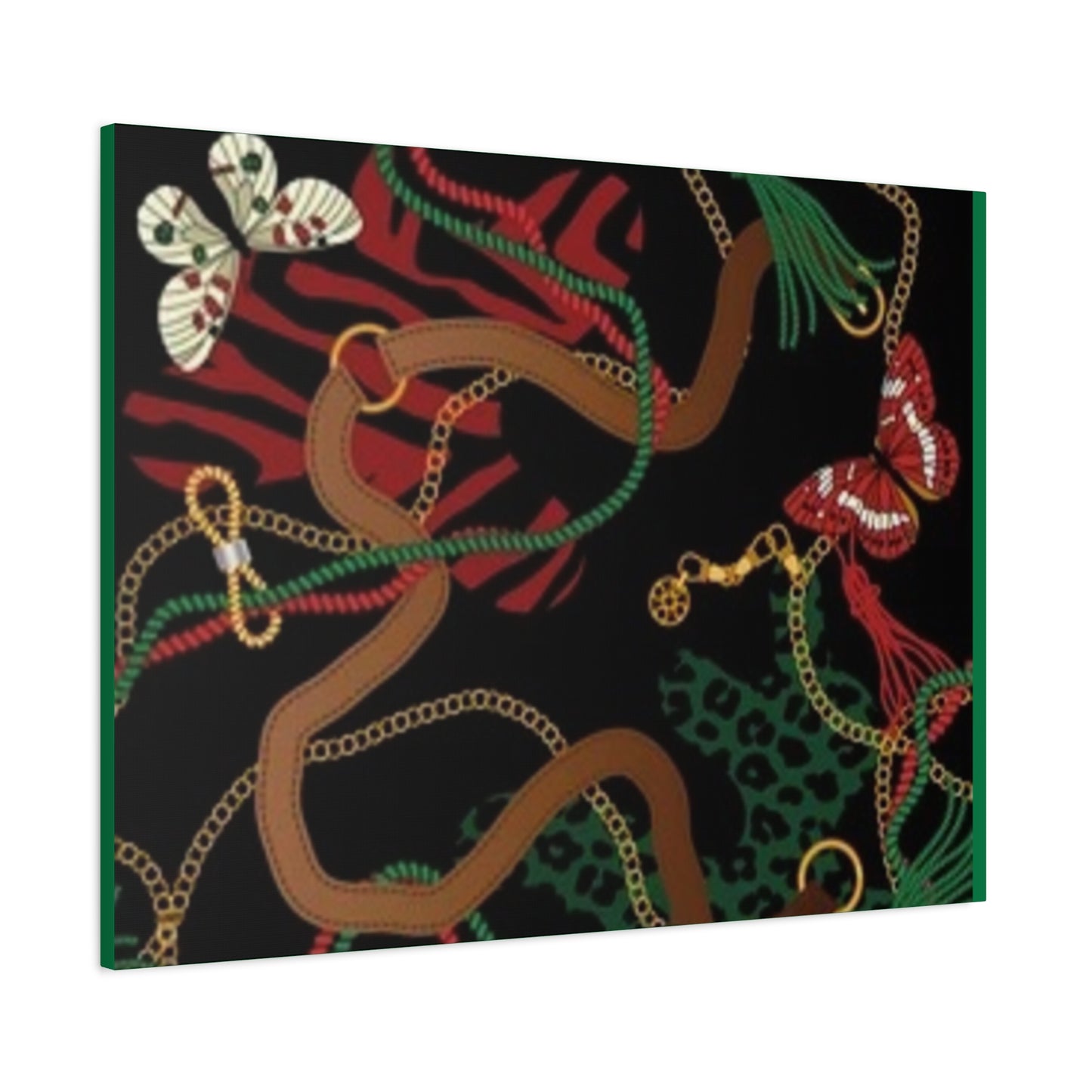Elegant Matte Canvas Wall Art - Unique Mixed Pattern with Butterflies & Chains