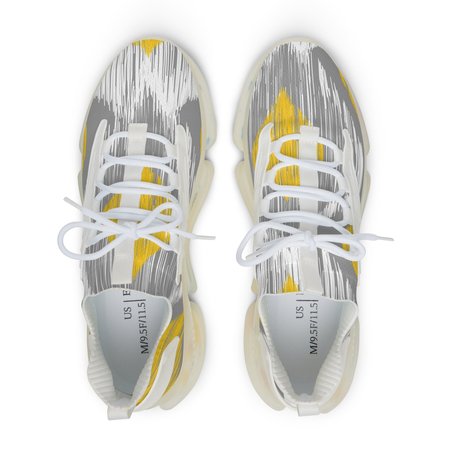 Stylish Men's Mesh Sneakers - Trendy Athletic Shoes with Gray & Yellow Design