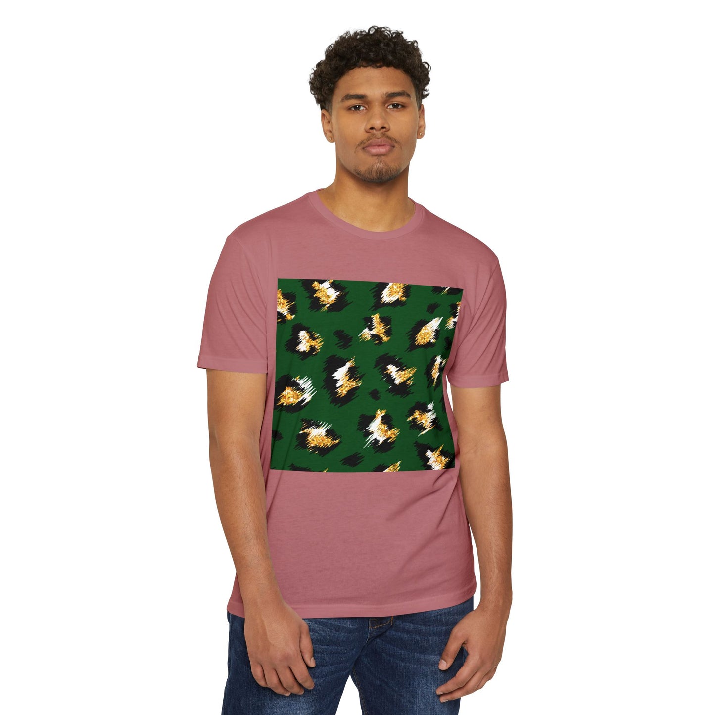 Unisex CVC Jersey T-Shirt - Vibrant Green Animal Print