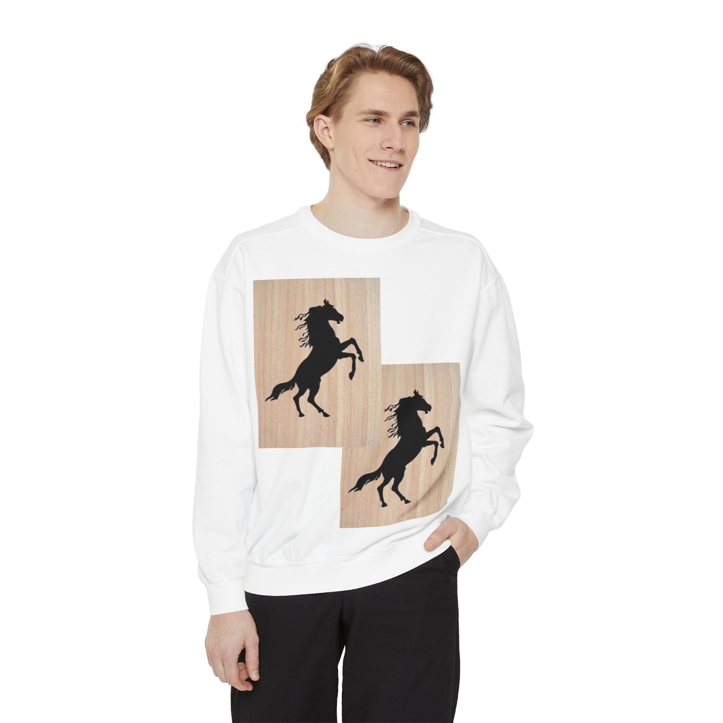 Equestrian Spirit Unisex Garment-Dyed Sweatshirt - Bold Horse Design