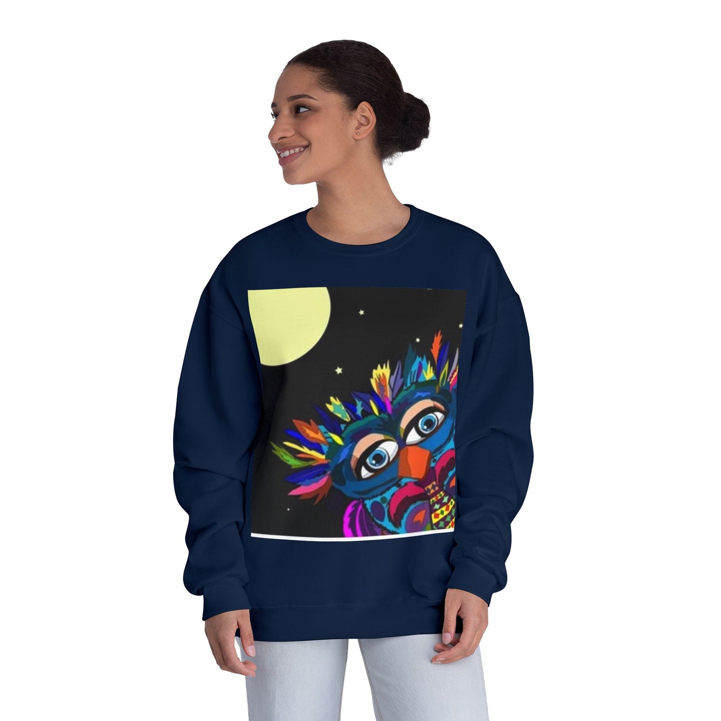 Colorful Night Owl Crewneck Sweatshirt - Unisex NuBlend® Sweatshirt
