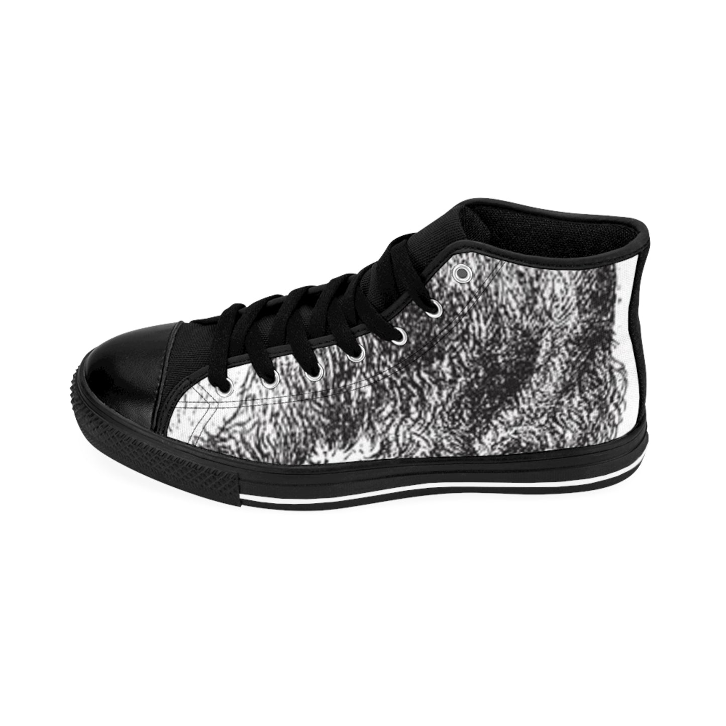 Artistic Men's Classic Sneakers - Unique Black and White High Tops
