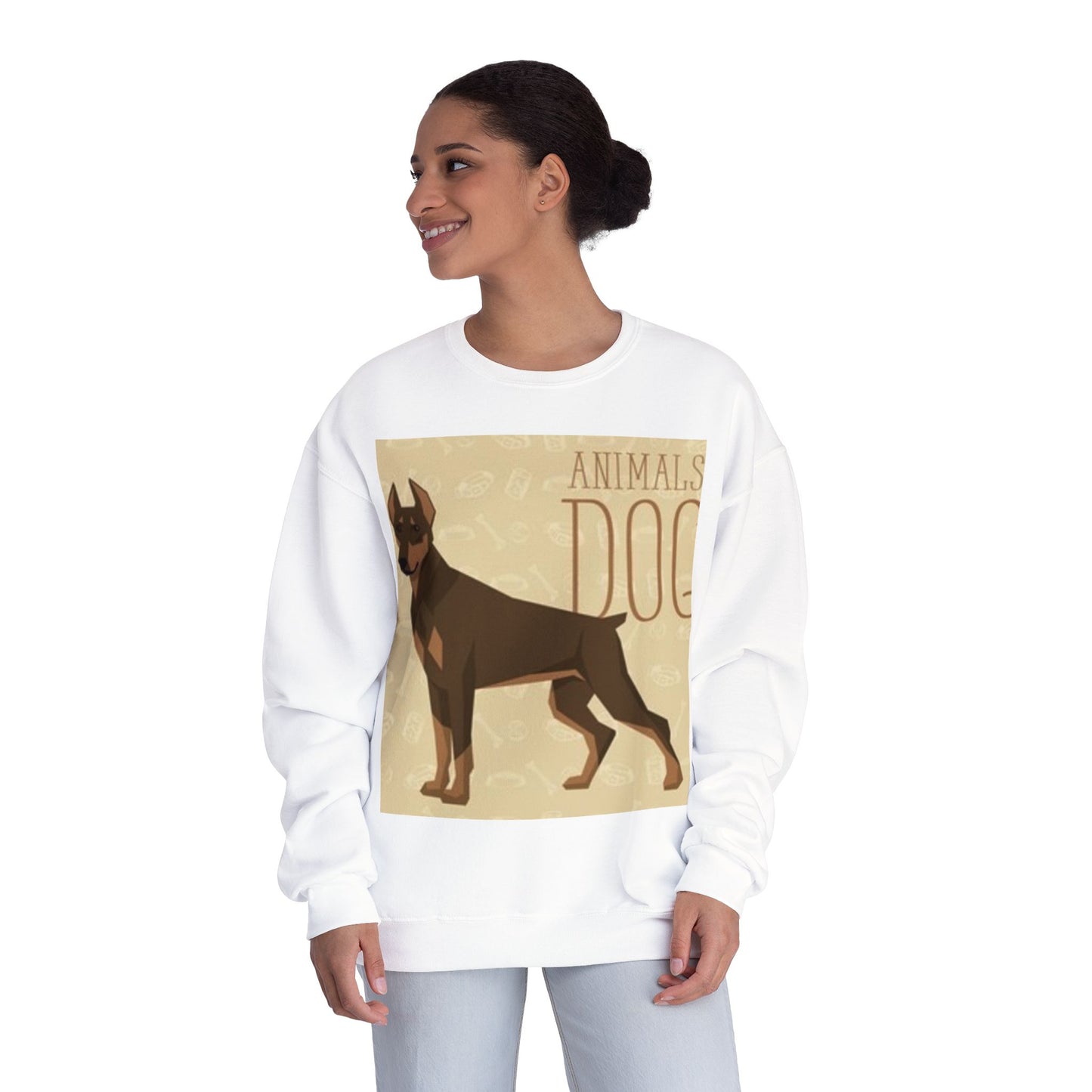 Minimalist White Crewneck Sweatshirt with Nature Design