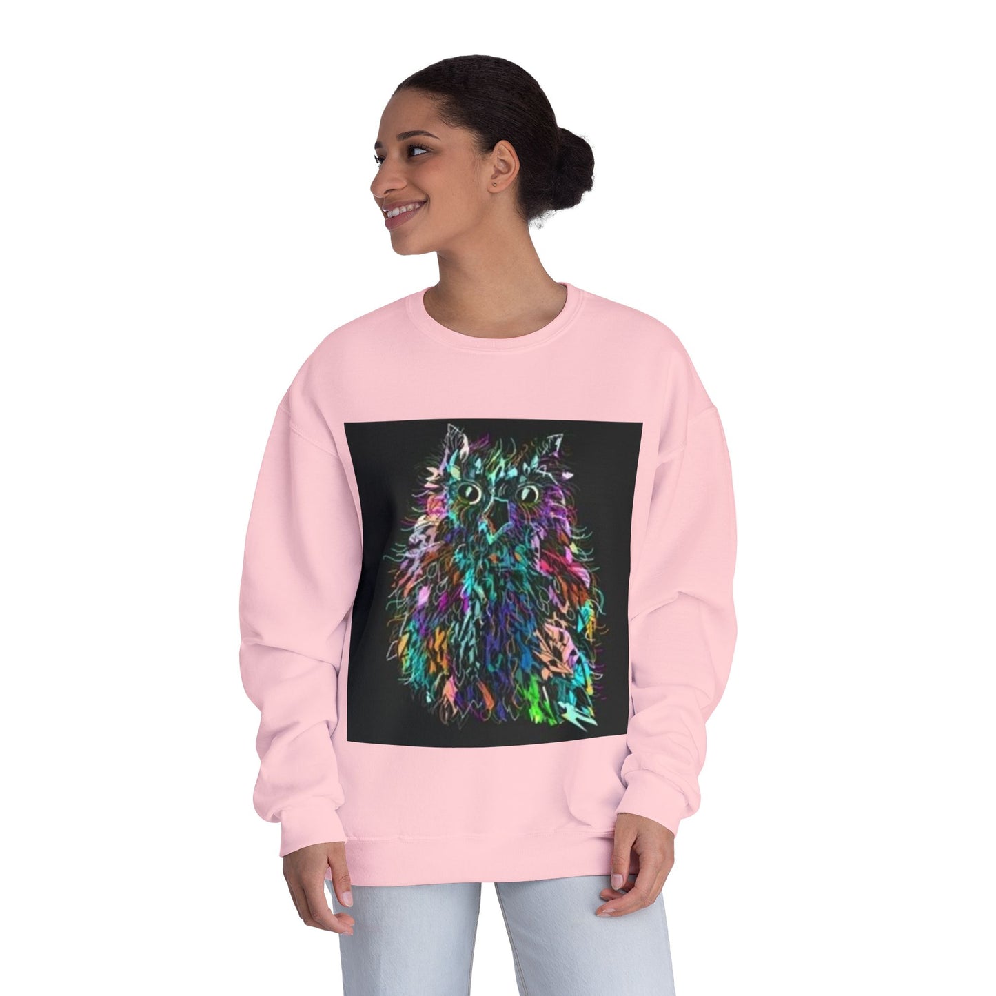 Colorful Cat Graphic Unisex Crewneck Sweatshirt