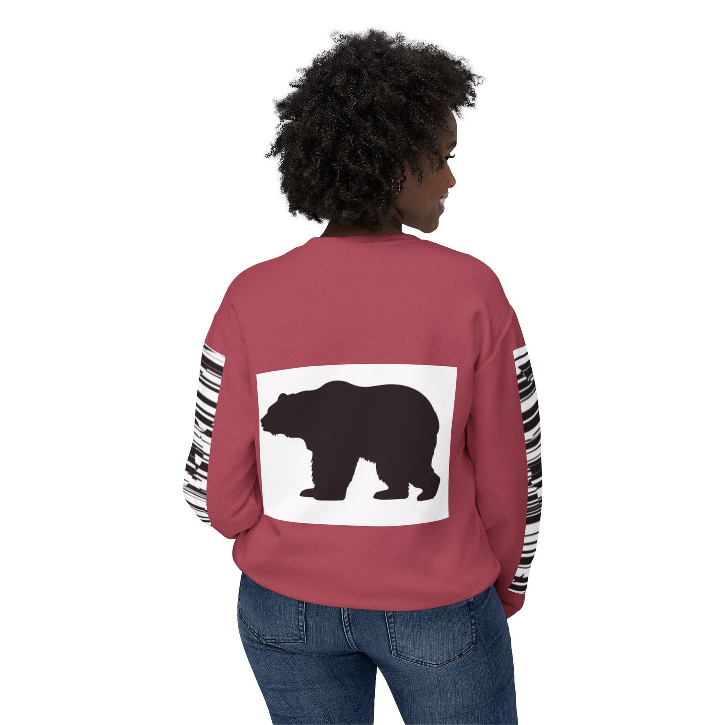 Stylish Bear Graphic Unisex Lightweight Crewneck Sweatshirt