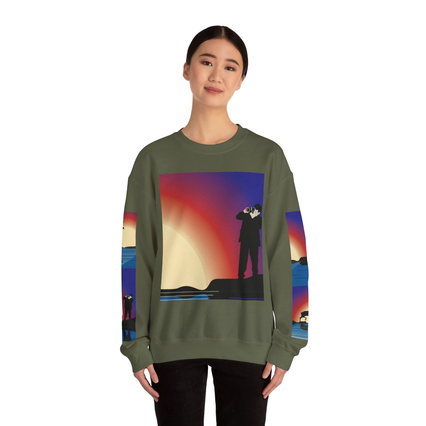 Vibrant Deer Sunset Unisex Crewneck Sweatshirt
