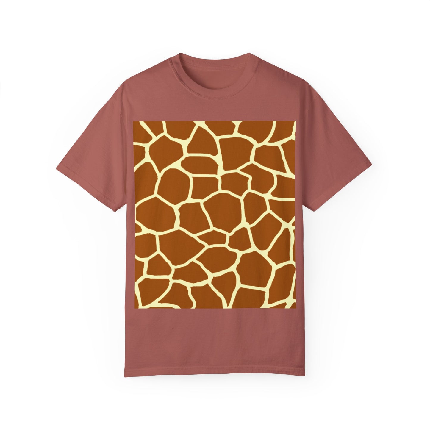 Unisex Giraffe Print Garment-Dyed T-Shirt - Animal Lover Tee