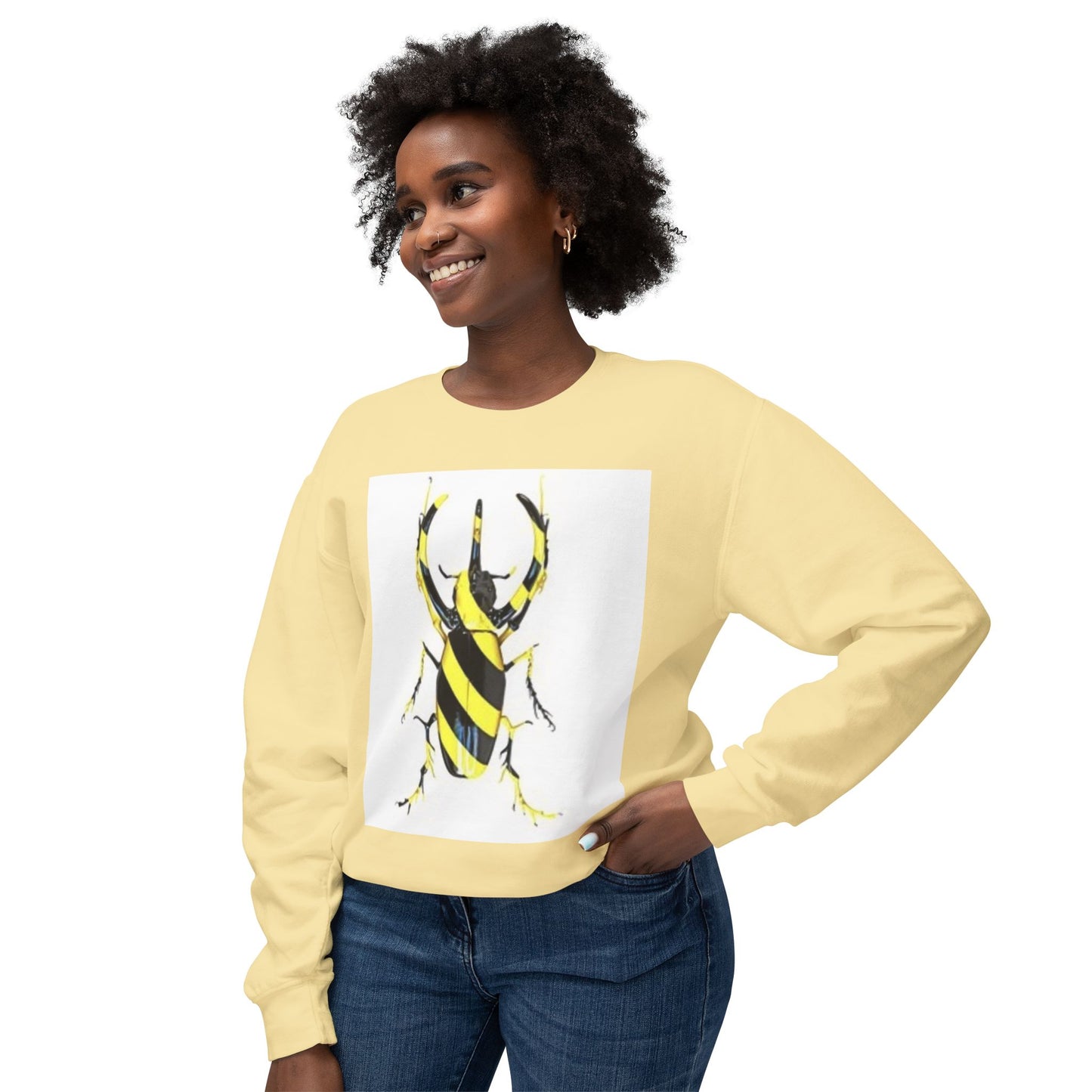Beetle Stripe Unisex Lightweight Crewneck Sweatshirt - Trendy and Stylish