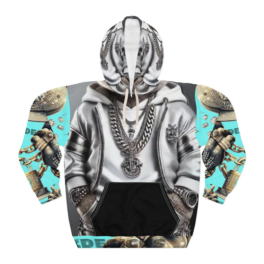 Stylish Unisex Pullover Hoodie with Trendy Bear & Bling Design