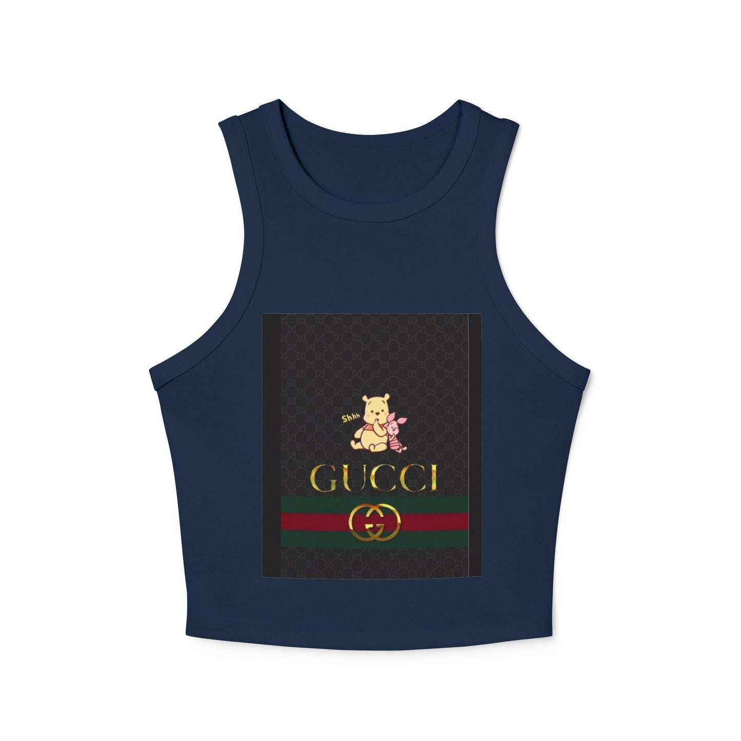 Stylish Women's Micro Rib Racer Tank Top with Gucci-Inspired Design