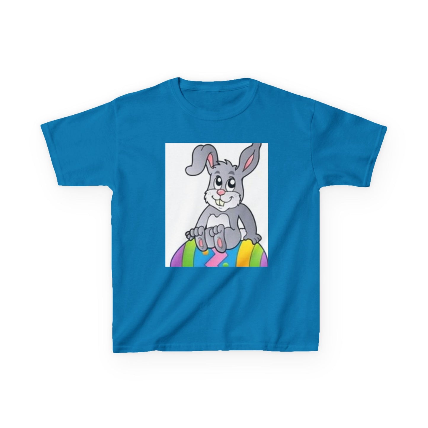 Colorful Bunny Kids Heavy Cotton Tee - Fun Spring T-Shirt for Easter Celebrations
