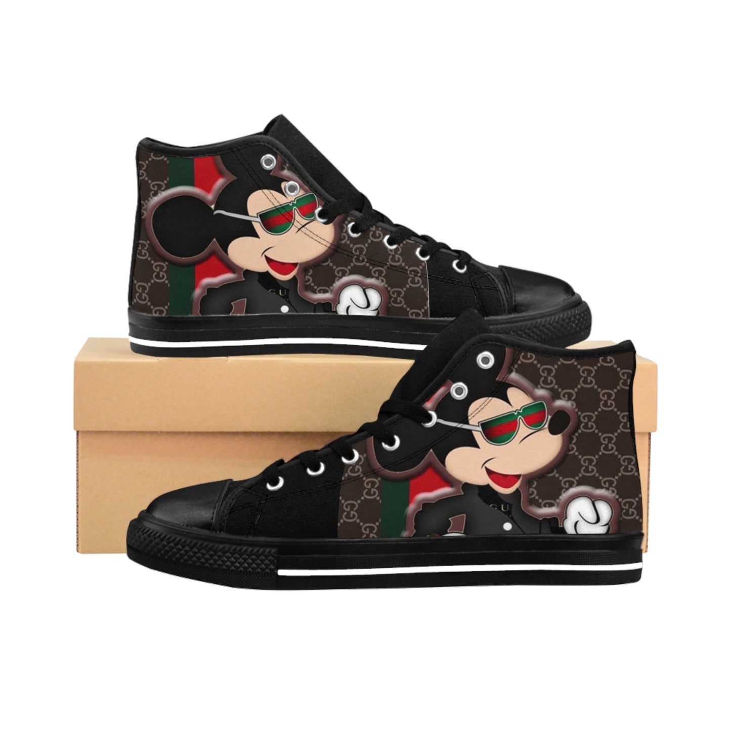 Men's Classic Sneakers - Stylish Mickey Mouse Graphic High Tops