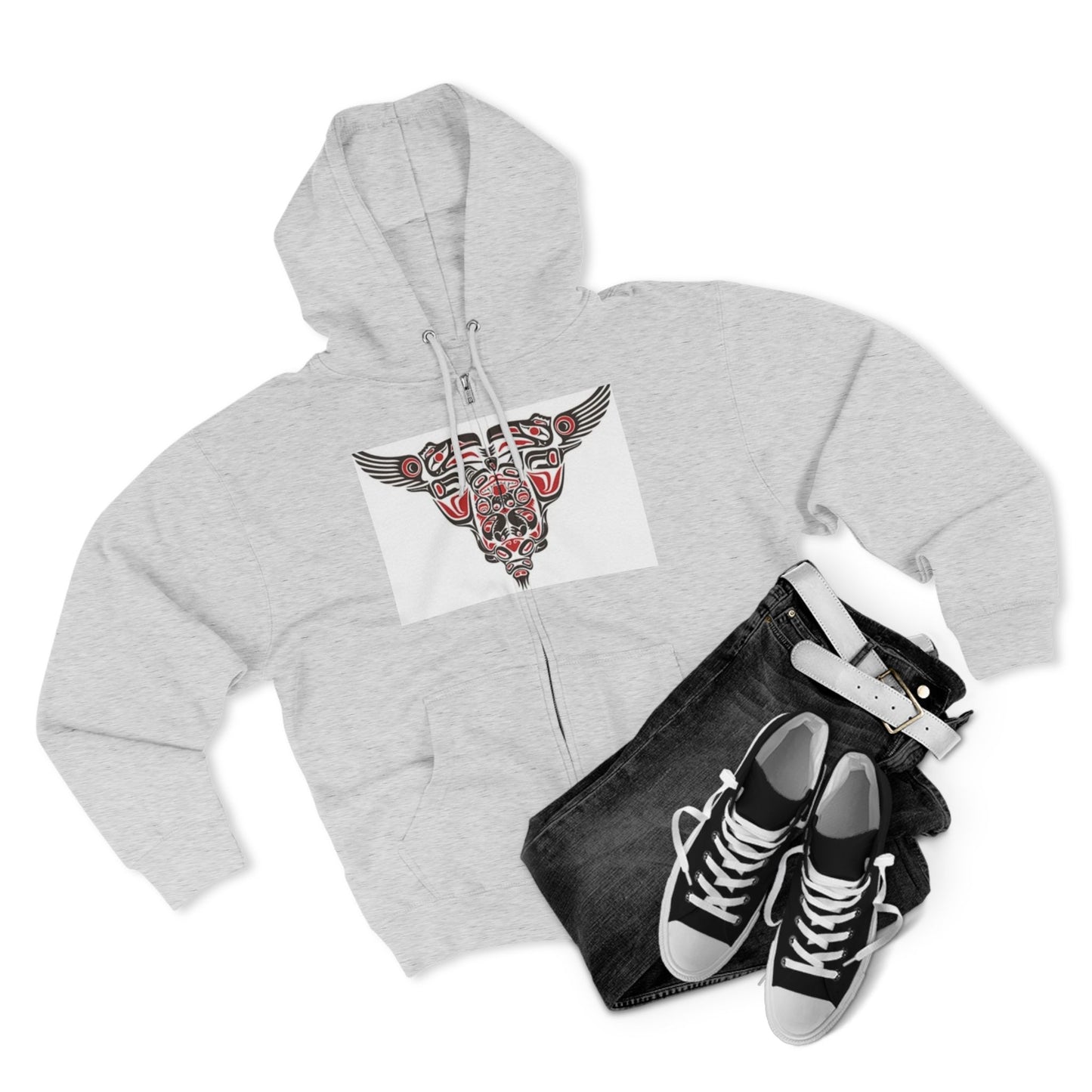 Artistic Tribal Unisex Zip Hoodie - Unique Modern Design