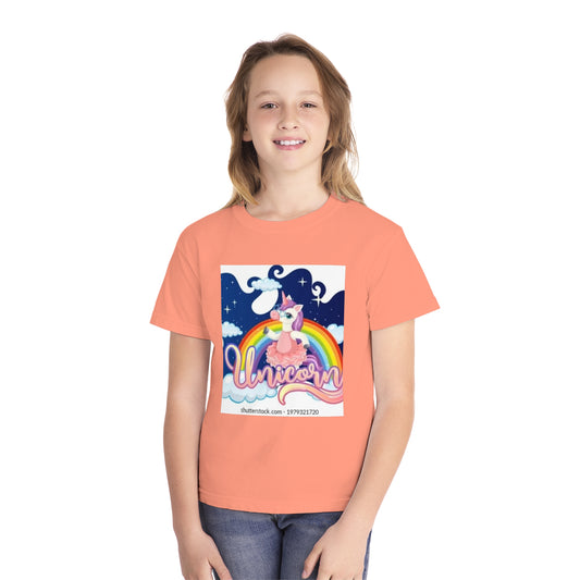Youth Unicorn Midweight Tee - Colorful Rainbow Graphic T-Shirt