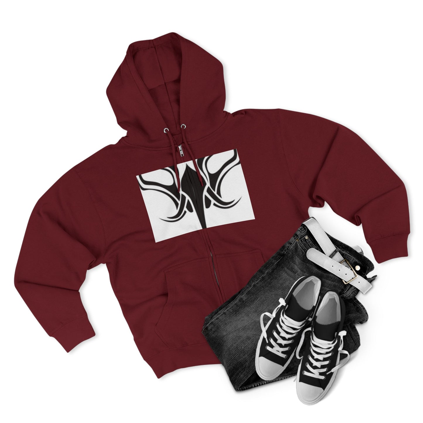 Tribal Design Unisex Zip Hoodie - Stylish & Versatile Outdoor Wear