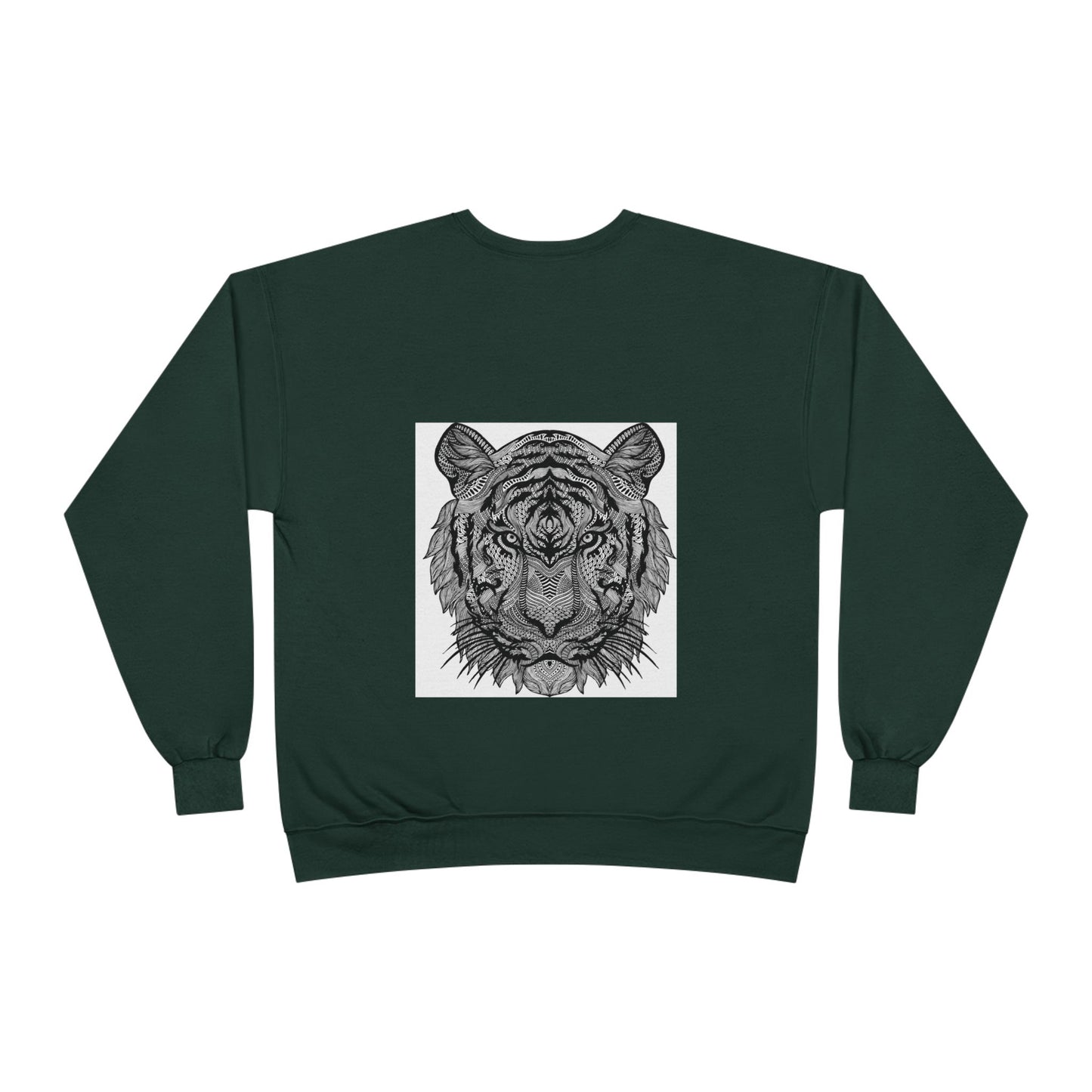 Unisex EcoSmart Tiger Graphic Crewneck Sweatshirt - Bold Black & White Design