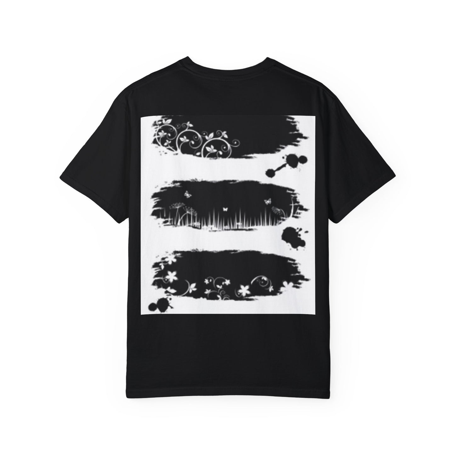 Artistic Unisex Garment-Dyed T-Shirt with Floral Design
