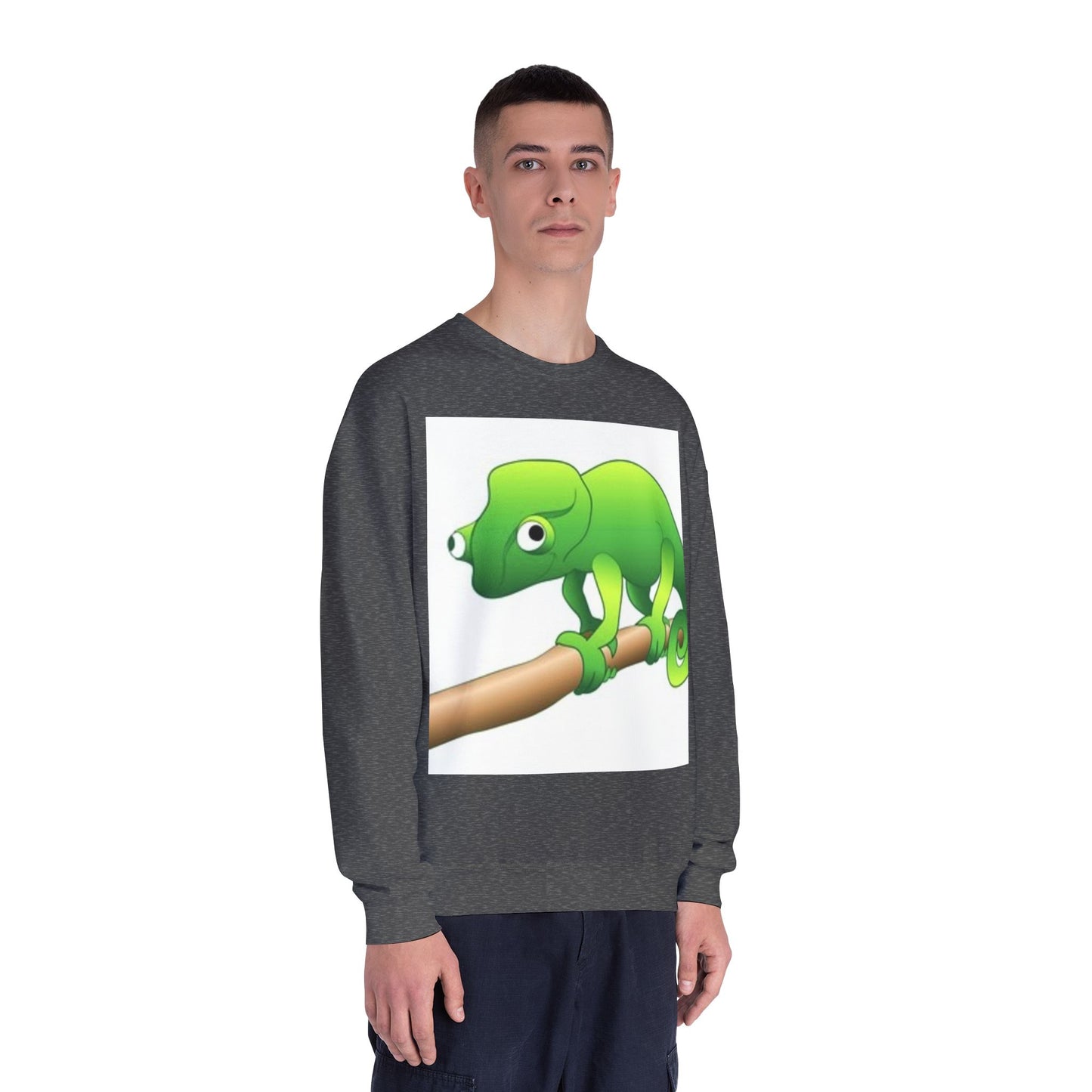 Charming Green Chameleon Sweatshirt - Cozy Unisex Crewneck for Nature Lovers