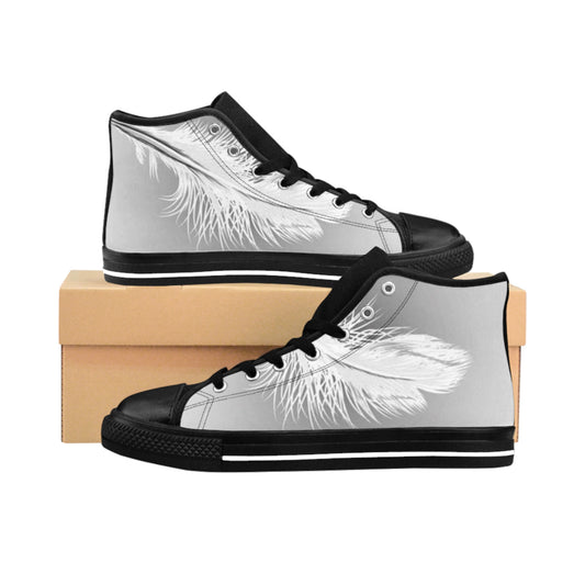 Men's Classic Sneakers with Feather Design - Stylish High-Top Casual Footwear