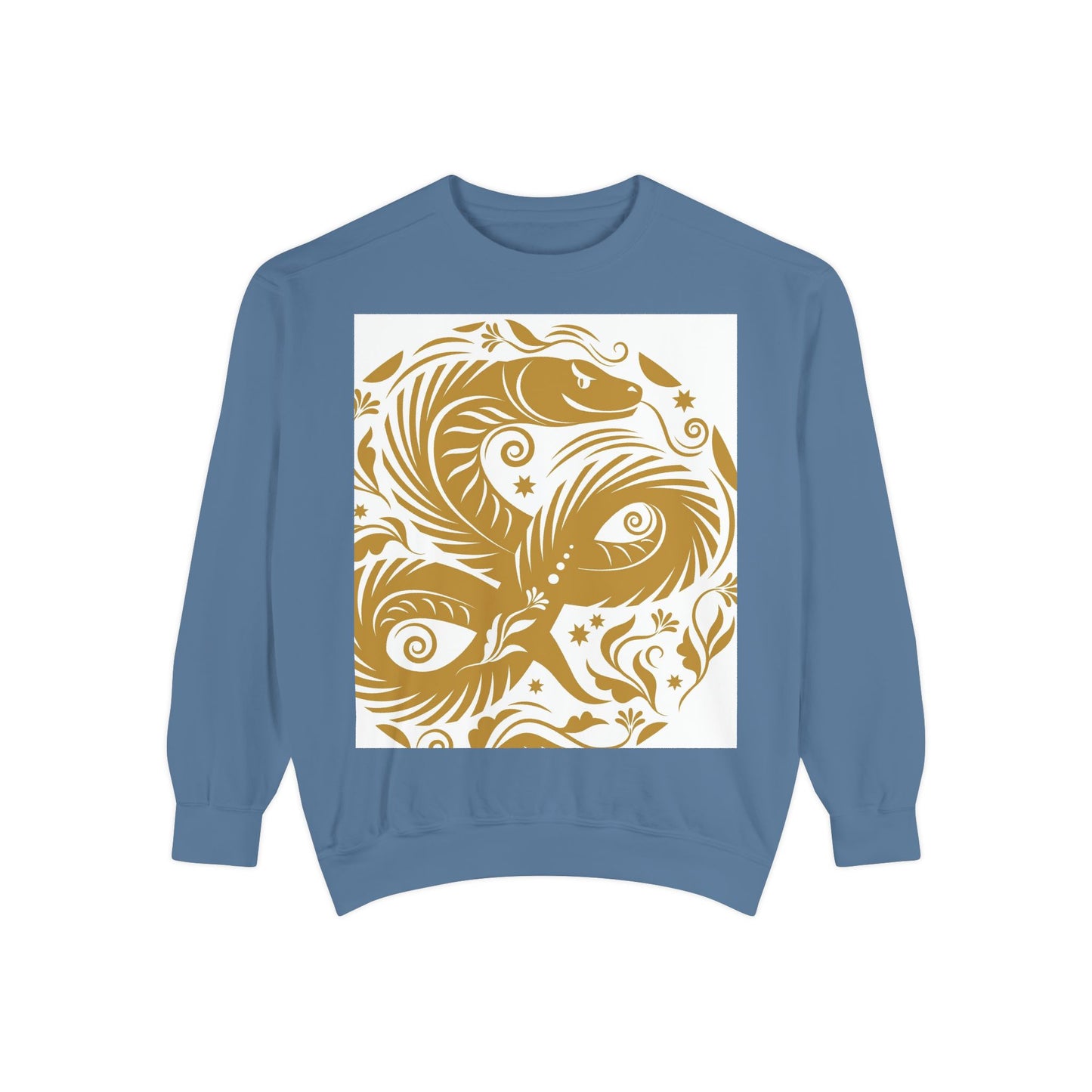 Cultural Vibe Unisex Garment-Dyed Sweatshirt - Tribal Mask & Animal Design