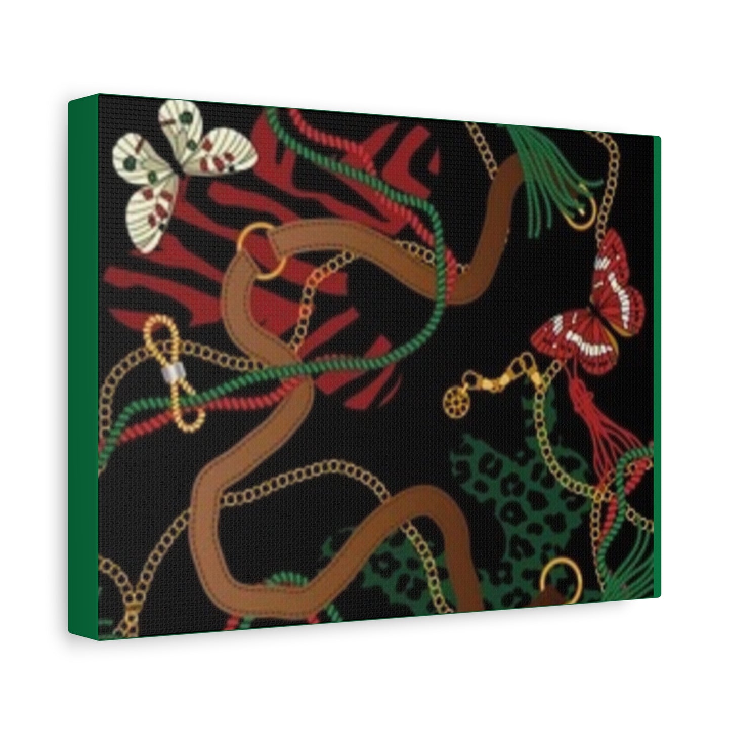 Elegant Matte Canvas Wall Art - Unique Mixed Pattern with Butterflies & Chains