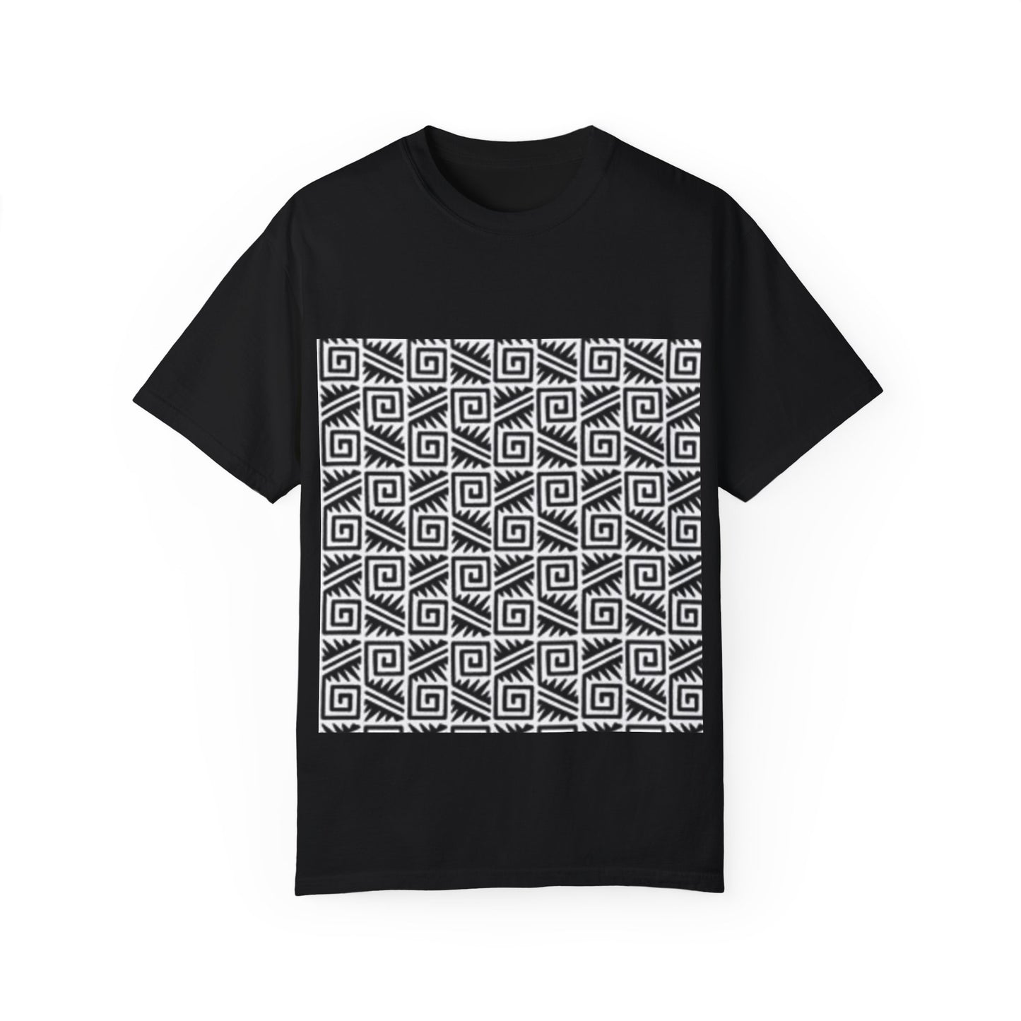 Trendy Unisex Garment-Dyed T-Shirt with Modern Geometric Print